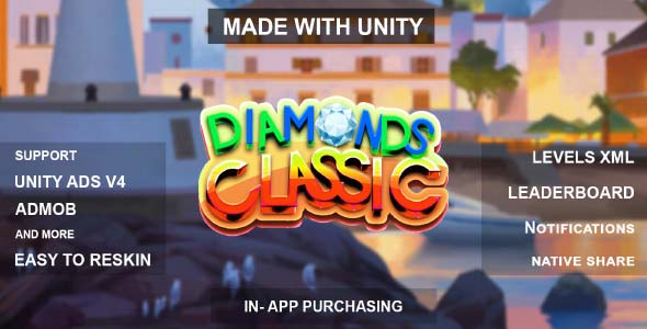 Diamonds Classic Unity Puzzle Game Source Code