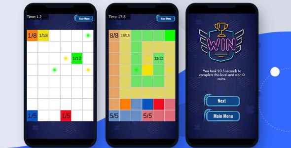 Fill Cells unity puzzle game source code unity slide puzzle game unity source code