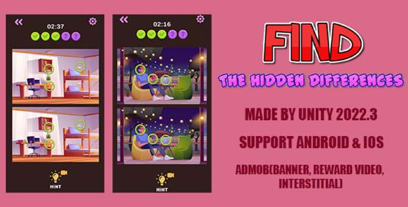 Find The Hidden Differences unity puzzle game source code unity hidden object game unity source code