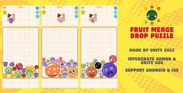 Fruit Merge Drop unity puzzle game source code merge game unity template unity source code