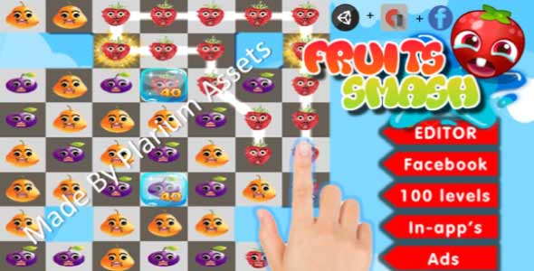 Fruits Smash unity puzzle game source code unity match game unity source code