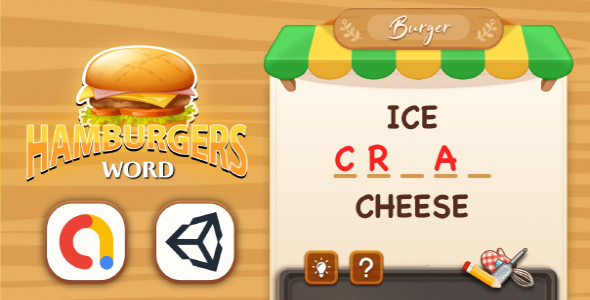 Hamburger Word unity puzzle game source code word puzzle unity template unity source code