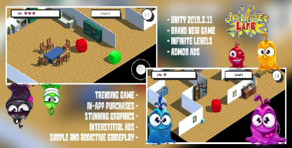 Jellyster Life unity puzzle game source code endless game unity source code
