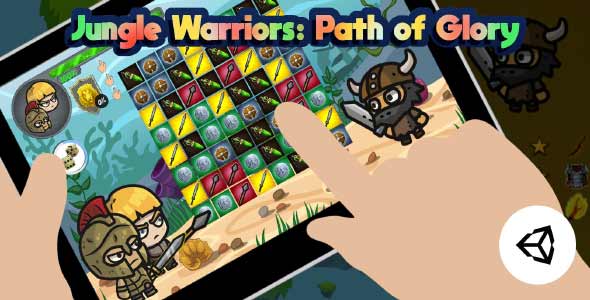 Jungle Warriors unity puzzle game source code match 3 unity template unity source code