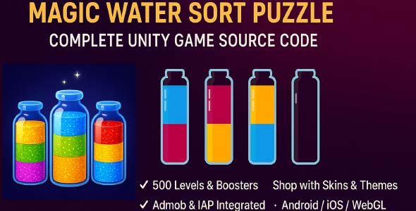 Magic Water Sort unity puzzle game source code unity sort puzzle game unity source code