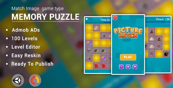 Picture Match unity puzzle game source code memory game unity 2d unity source code