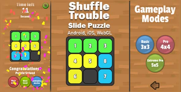 Shuffle Trouble unity puzzle game source code unity slide puzzle game unity source code