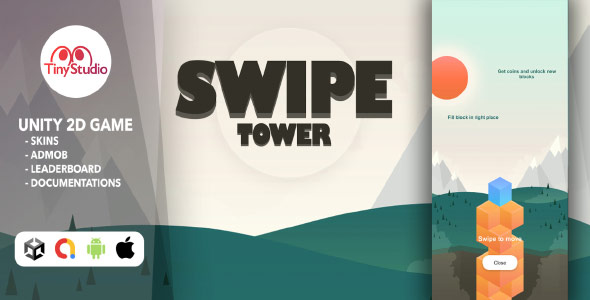 Swipe Tower unity puzzle game source code 2d endless game unity source code