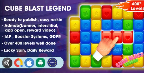Toy Cube Blast Legend unity puzzle game source code match 3 unity template unity source code