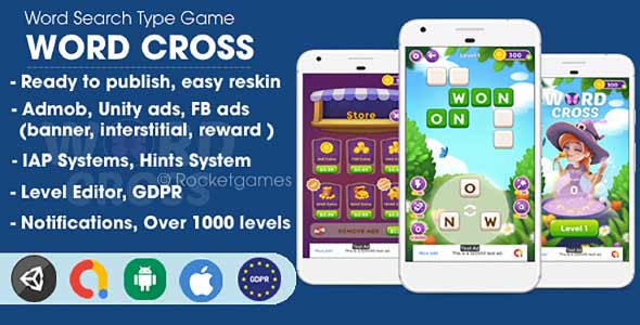 Word Cross unity puzzle game source code unity word game template unity source code