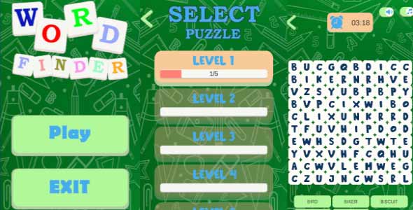 Word Finder unity puzzle game source code word puzzle unity source code