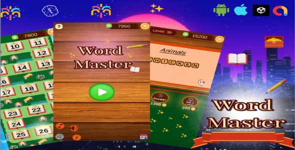 Word Master unity puzzle game source code unity word game template unity source code