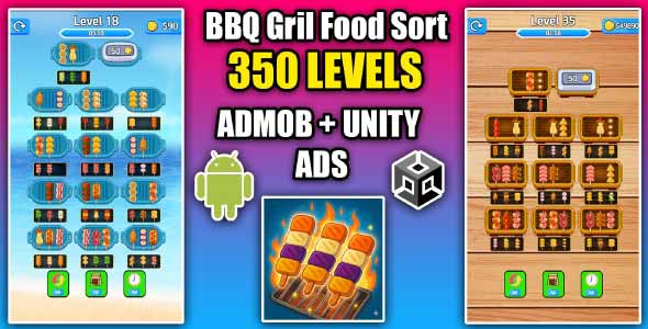 BBQ Grill Food Sort unity puzzle game source code unity sort puzzle game unity source code