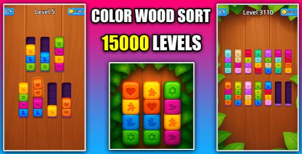 Color Wood Sort unity puzzle game source code unity sorting game template unity source code