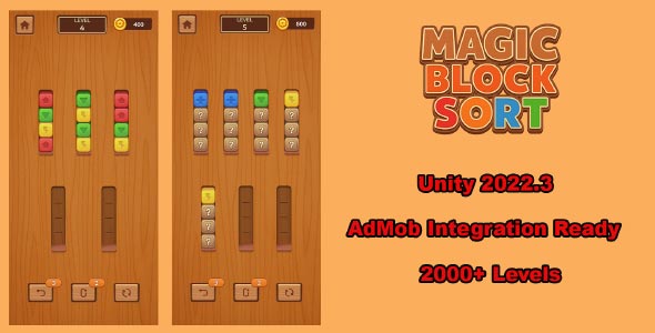 Magic Block Sort unity puzzle game source code unity sorting game template unity source code