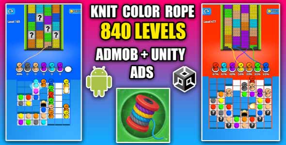 knit Color Rope Sort unity puzzle game source code unity sorting game template unity source code