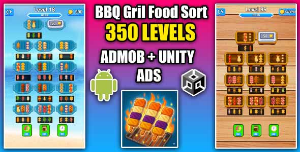BBQ Grill Food Sort Puzzle Unity Game Source Code