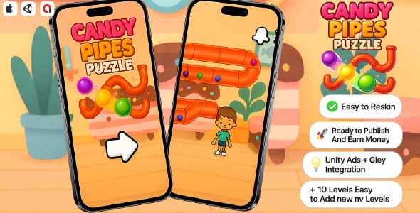 Candy Pipes Puzzle Unity Source Code