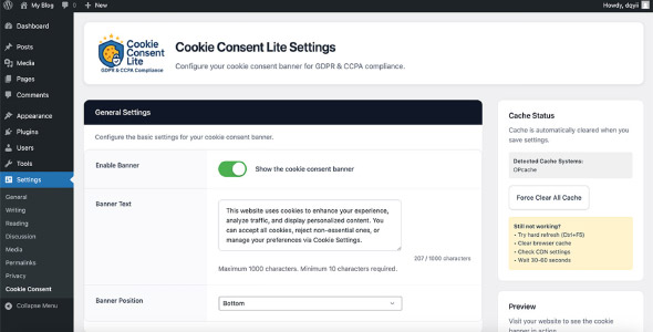 Cookie Consent Lite GDPR Compliant WordPress Plugin