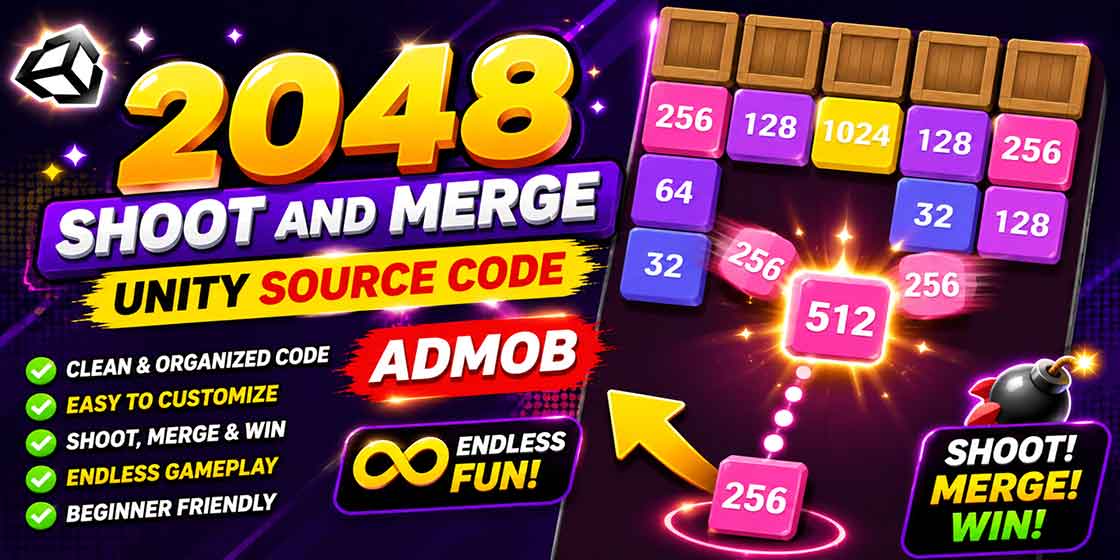 2048 Shoot And Merge Puzzle Unity Source Code