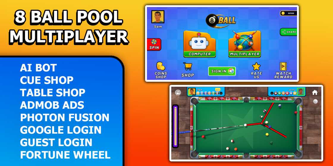8 Ball Pool Billiards Multiplayer Game Unity Source Code