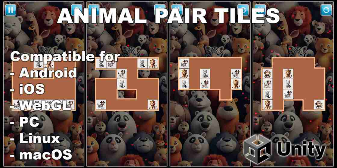 Animal Pair Tile Match Unity Source Code