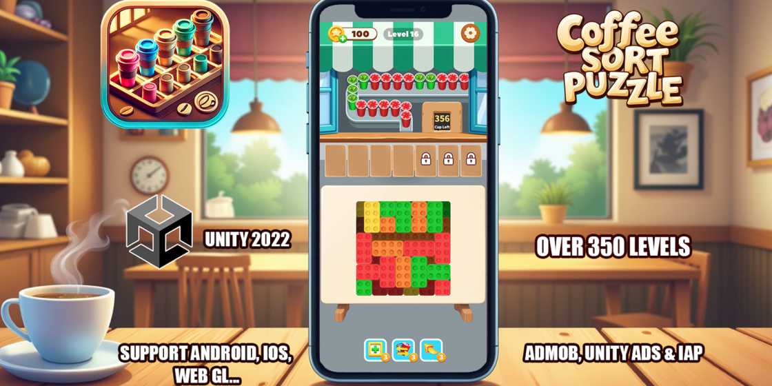 Coffee Sort Puzzle Game Unity Source Code