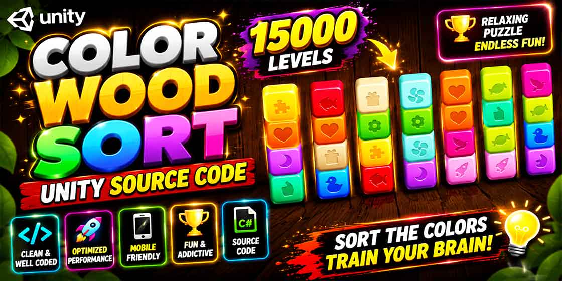 Color Wood Sorting Game Unity Source Code