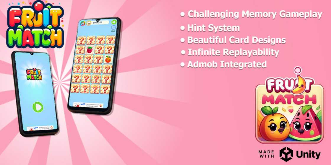 Fruit Match Memory Game Unity Source Code