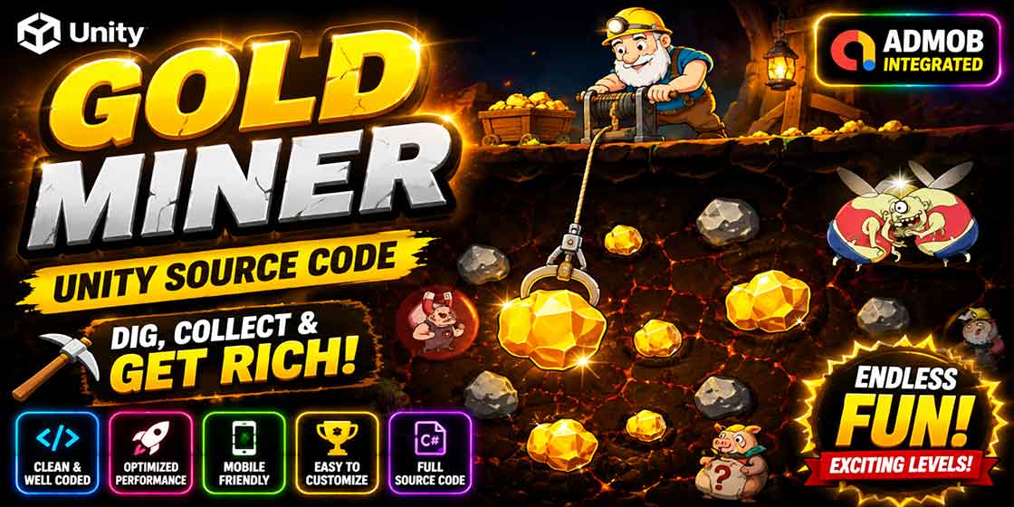 Gold Miner Casual Game Unity Source Code
