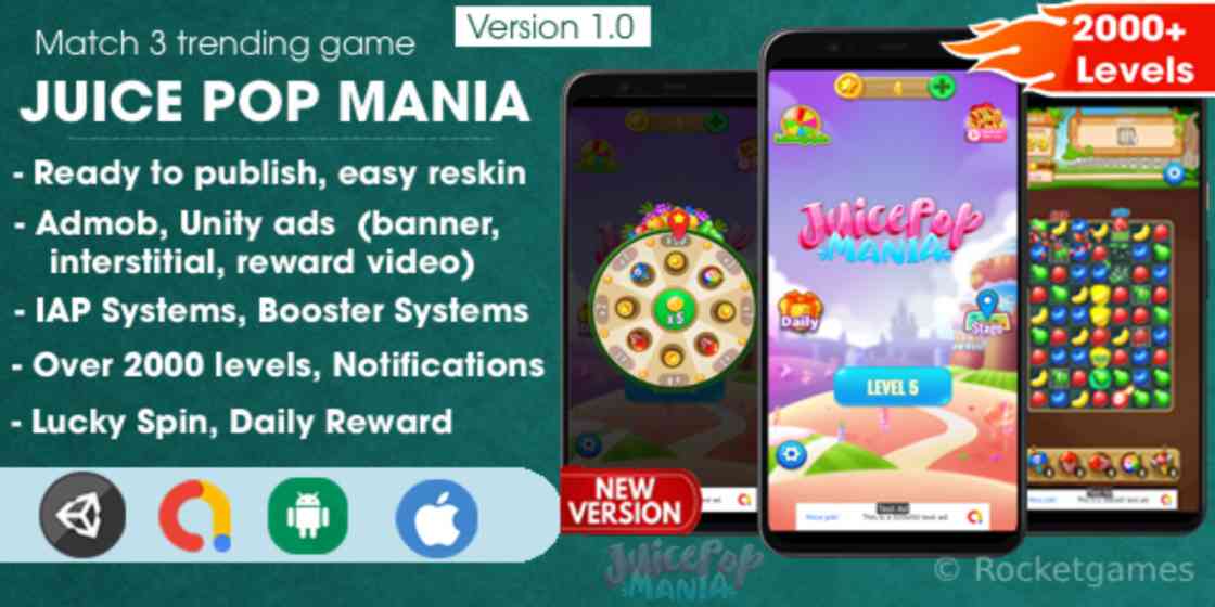 Juice Pop Mania Match 3 Unity Source Code