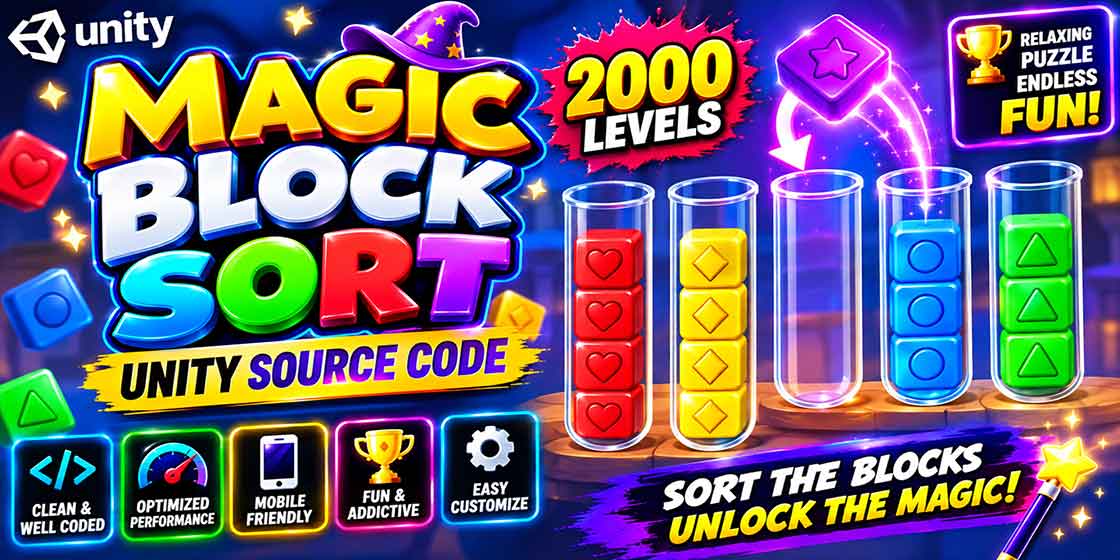 Magic Block Sort Game Unity Source Code