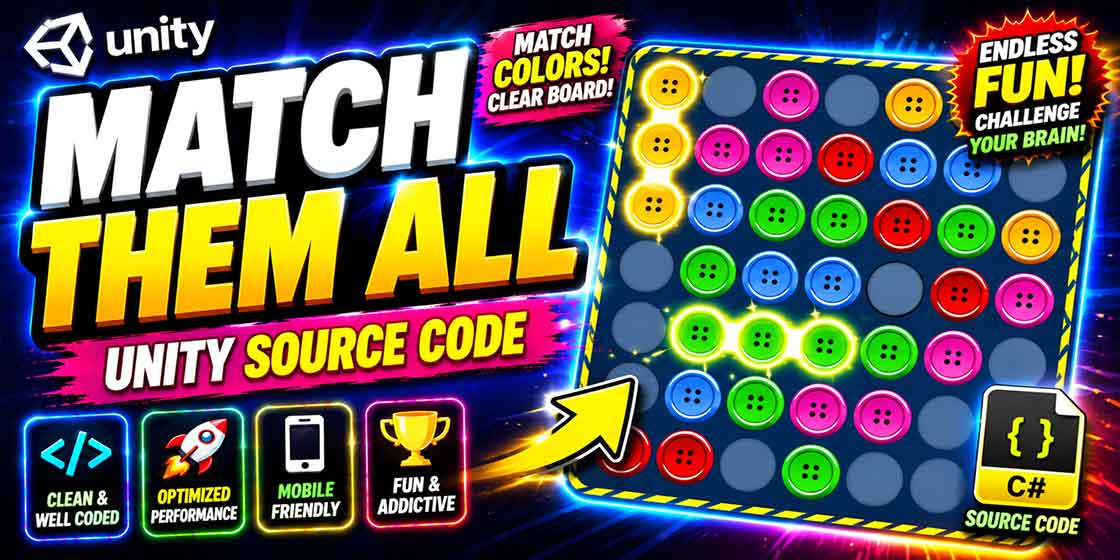 Match Them All Puzzle Game Unity Source Code