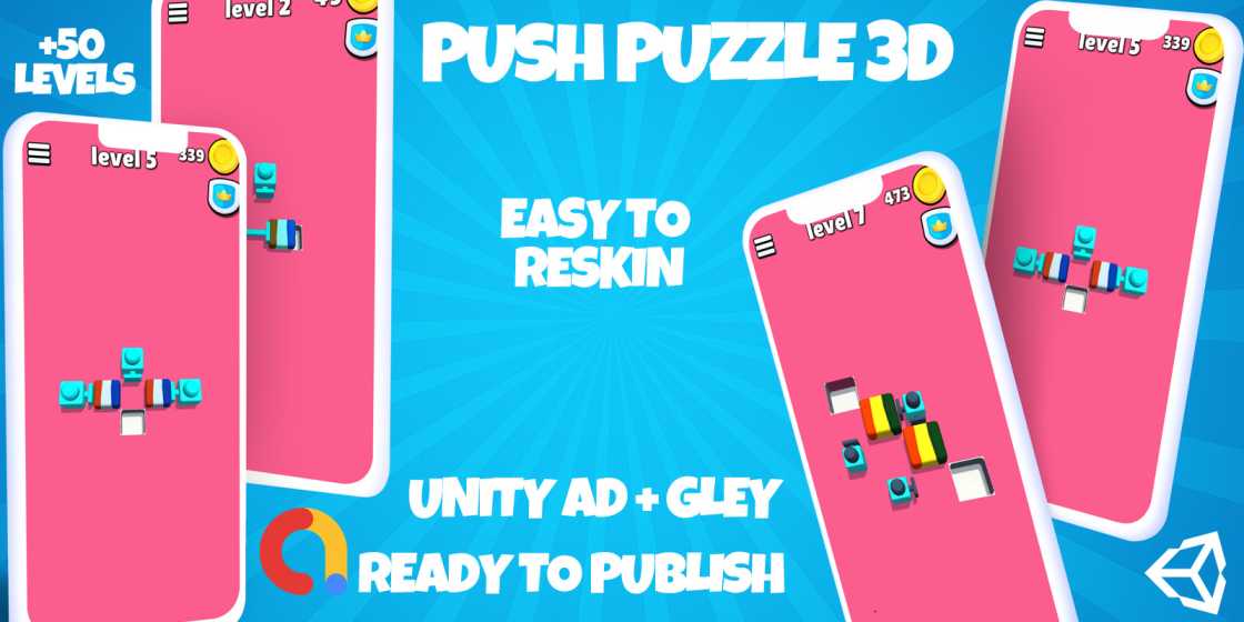 Push Puzzle 3D Game Unity Source Code