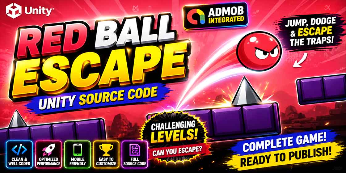 Red Ball Escape Casual Game Unity Source Code