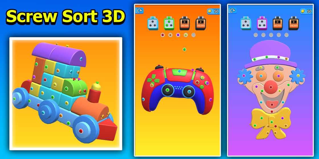 Screw Sort 3D Puzzle Game Unity Source Code
