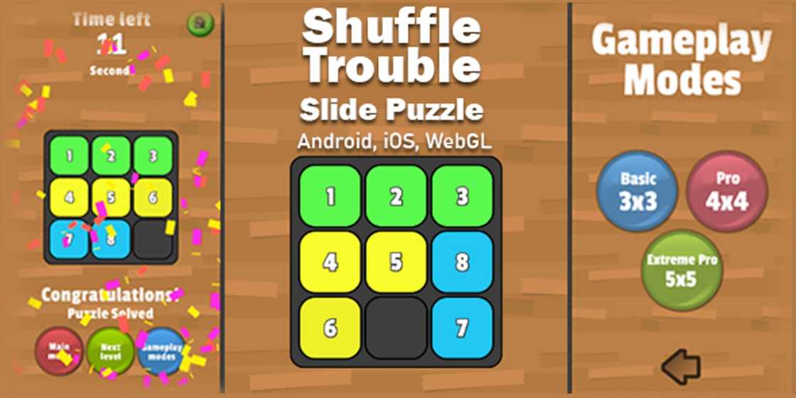 Shuffle Trouble Puzzle Game Unity Source Code