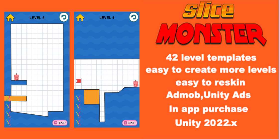 Slice Monster Puzzle Game Unity Source Code