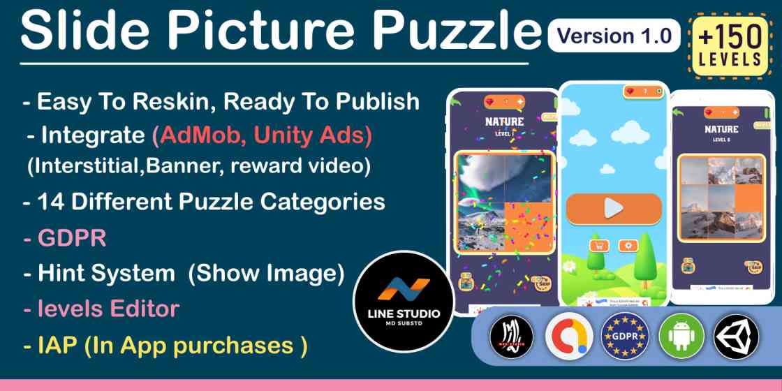 Slide Picture Puzzle Game Unity Source Code