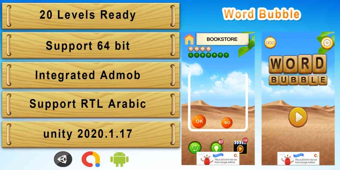 Word Bubble Puzzle Game Unity Source Code