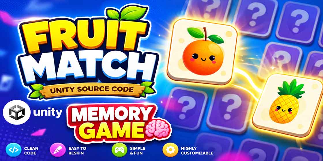 fruit match memory game unity source code